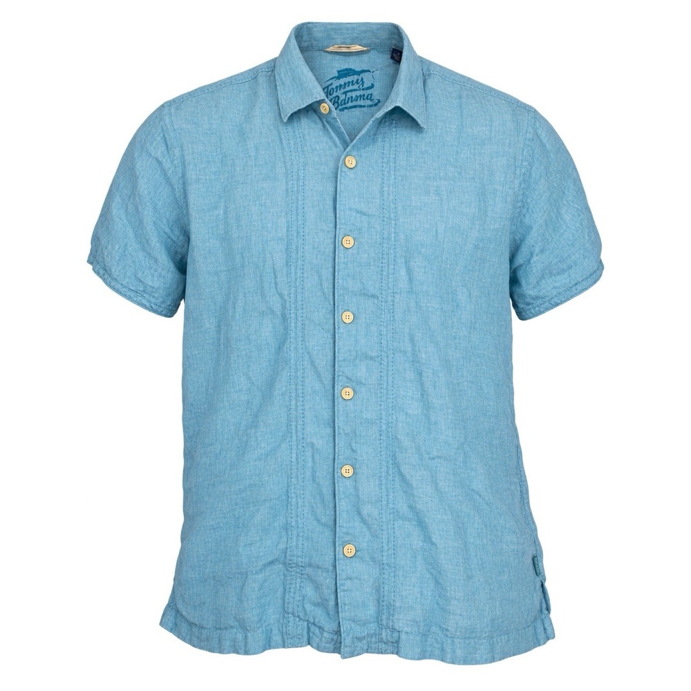 Tommy Bahama Men's Short Sleeve Blue Button-Up 100% Linen Small